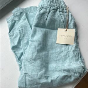 Cynthia Rowley Soft Aqua Linen Drawstring Pants